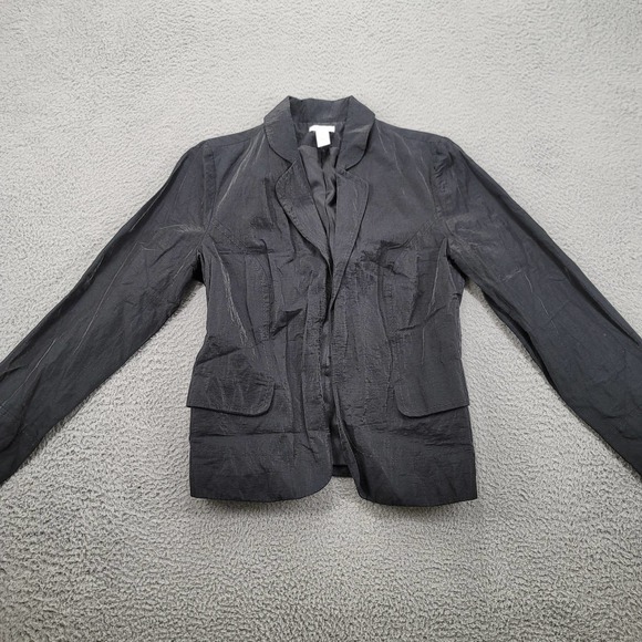 Chicos Jacket Womens 0 S/4 Black Blazer Coat‎ Classic Pockets Collar Button Up - Picture 3 of 13